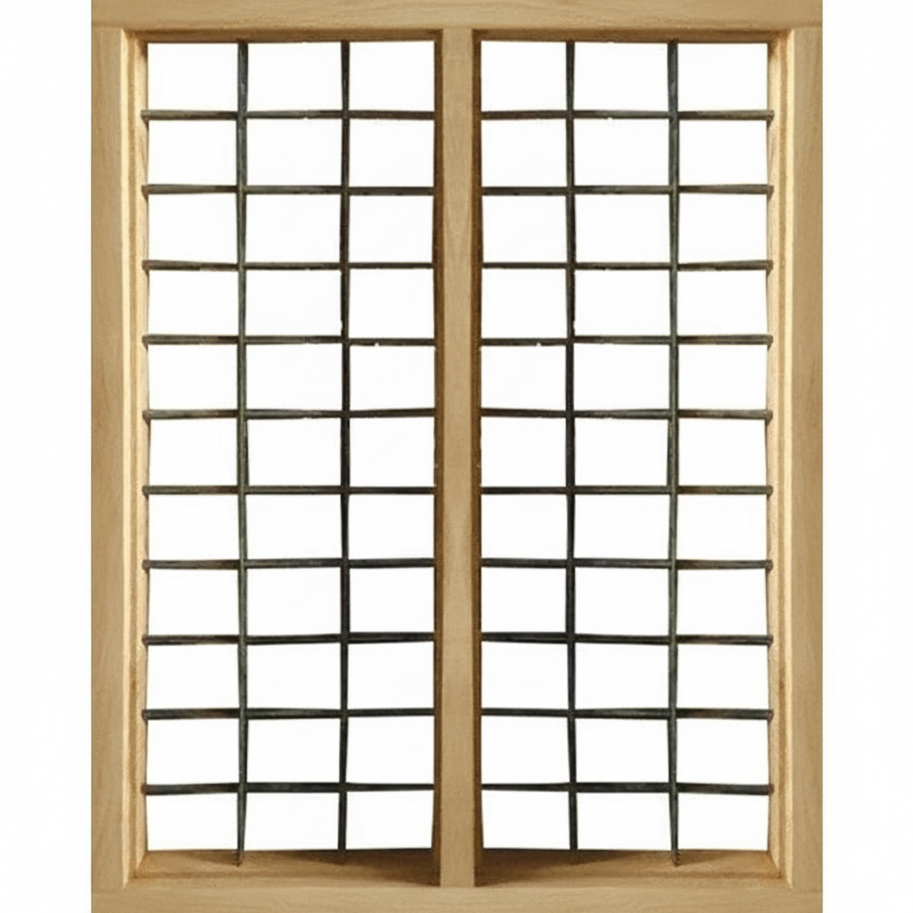 2 Panel (100 cm X 135 cm) French WPC Window Frame with Normal Flat and Round Section