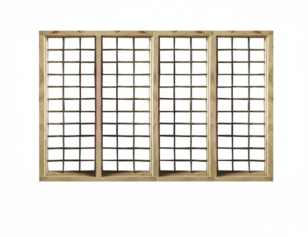 4 Panel (200 cm X 135 cm) French WPC Window Frame with Normal Flat and Round Section